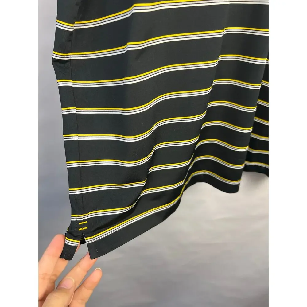 Under Armour HeatGear Golf Polo Black Yellow Stripe Tree Logo Custom Logo Large - Picture 8 of 12